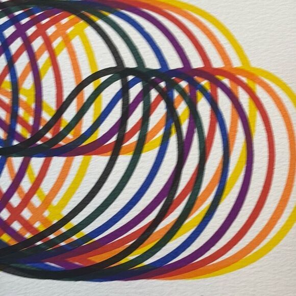 Yaacov Agam Lim Ed Signed Serigraph Print #d rainbow swirls line work multicolor - Picture 4 of 9